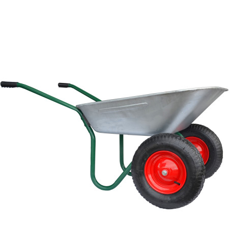 GARDEN 2-WHEELED GALVANISED WHEELBARROW 100L