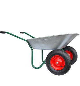 GARDEN 2-WHEELED GALVANISED WHEELBARROW 100L