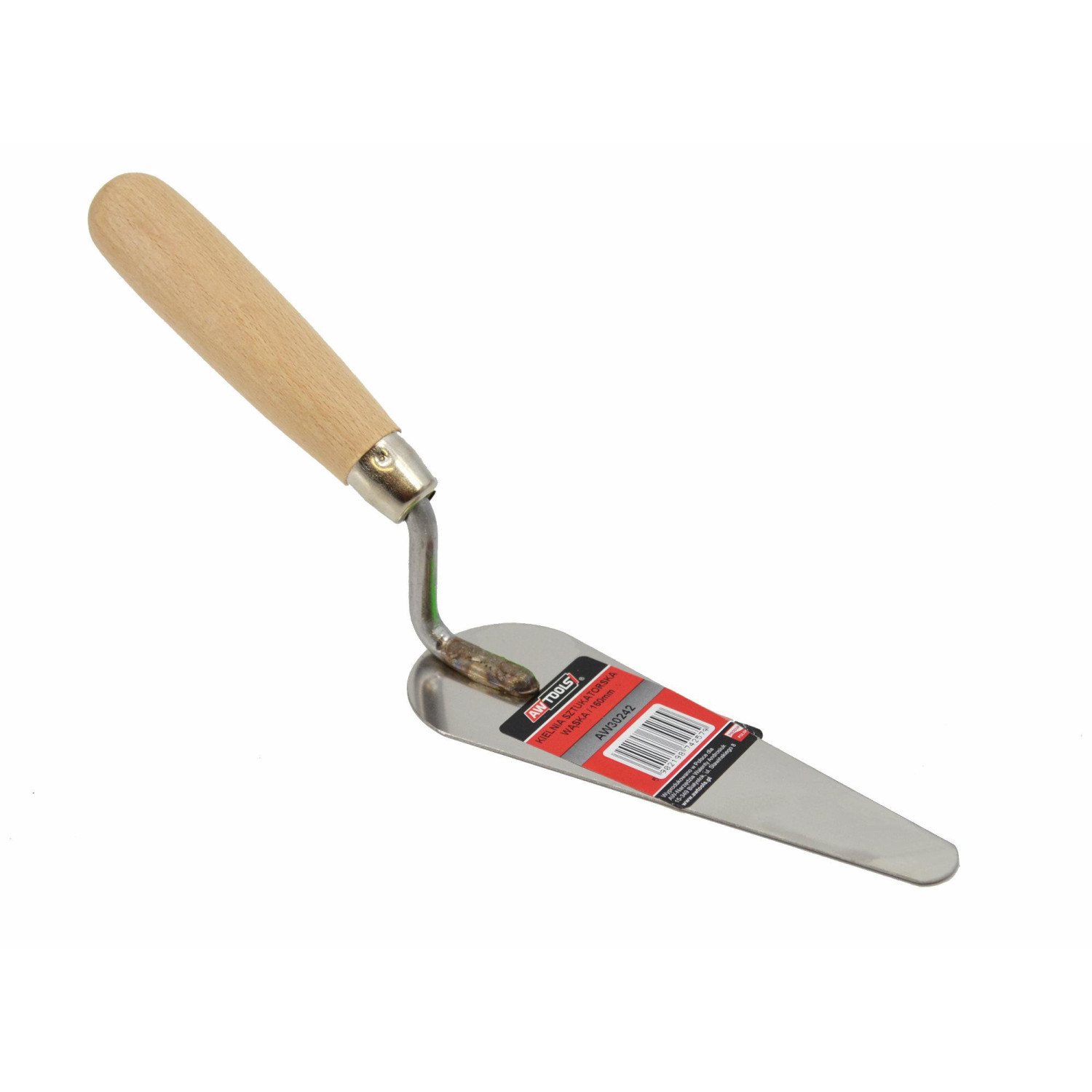 STAINLESS STEEL CATS TONGUE NARROW TROWEL 160mm/ WOODEN HANDLE