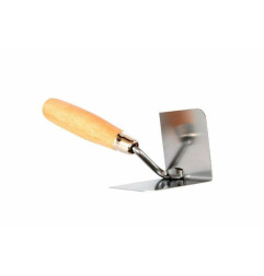 STAINLESS STEEL PLASTERING CORNER TROWEL 60x80mm/ WOODEN HANDLE