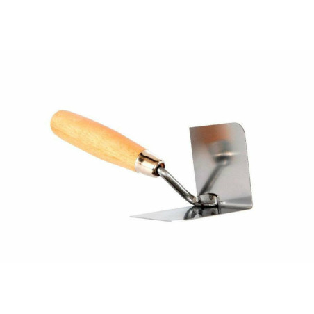 STAINLESS STEEL PLASTERING CORNER TROWEL 60x80mm/ WOODEN HANDLE