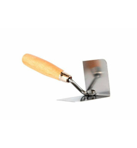 STAINLESS STEEL PLASTERING CORNER TROWEL 60x80mm/ WOODEN HANDLE