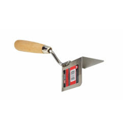 STAINLESS STEEL PLASTERING CORNER TROWEL 60x80mm/ WOODEN HANDLE