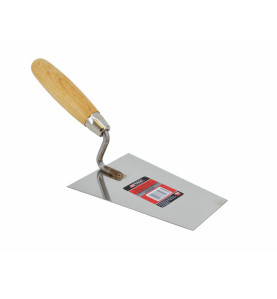 STAINLESS STEEL TRAPEZOID BUCKET TROWEL 140mm/ WOODEN HANDLE