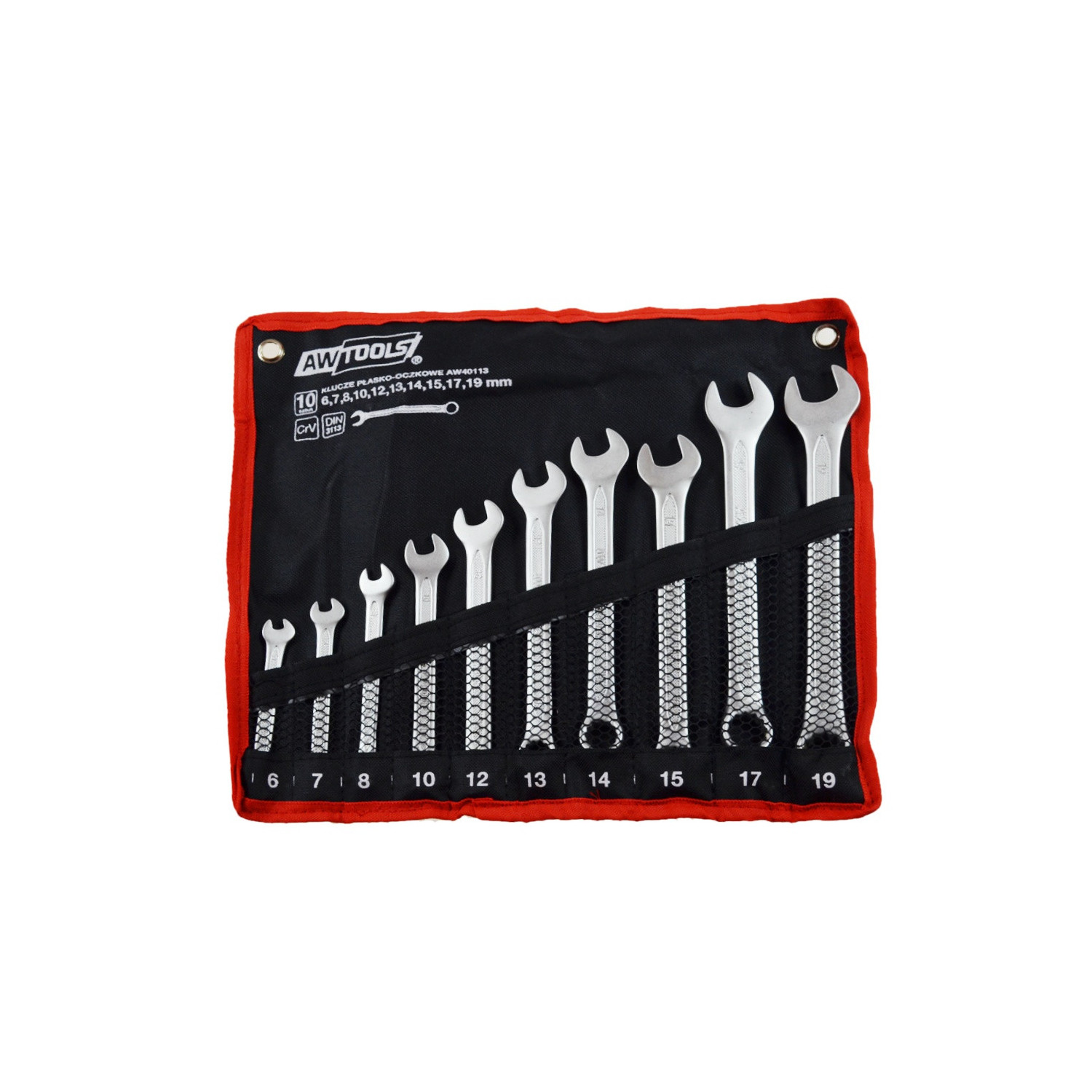 KLUCZE PŁASKO-OCZKOWE KOMPLET 10elem. 6,7,8,10,12,13,14,15,17,19 mm
