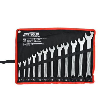 KLUCZE PŁASKO-OCZKOWE KOMPLET 12elem. 6,7,8,10,12,13,14,15,16,17,19,22