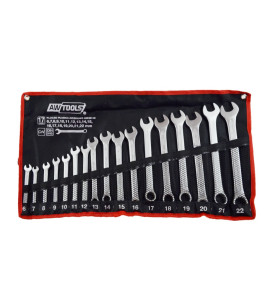 KLUCZE PŁASKO-OCZKOWE KOMPLET 17elem. 6,7,8,9,10,11,12,13,14,15,16,17,18,19,20,21,22 mm