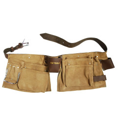 11-POCKET SUEDE LEATHER DOUBLE TOOL BELT