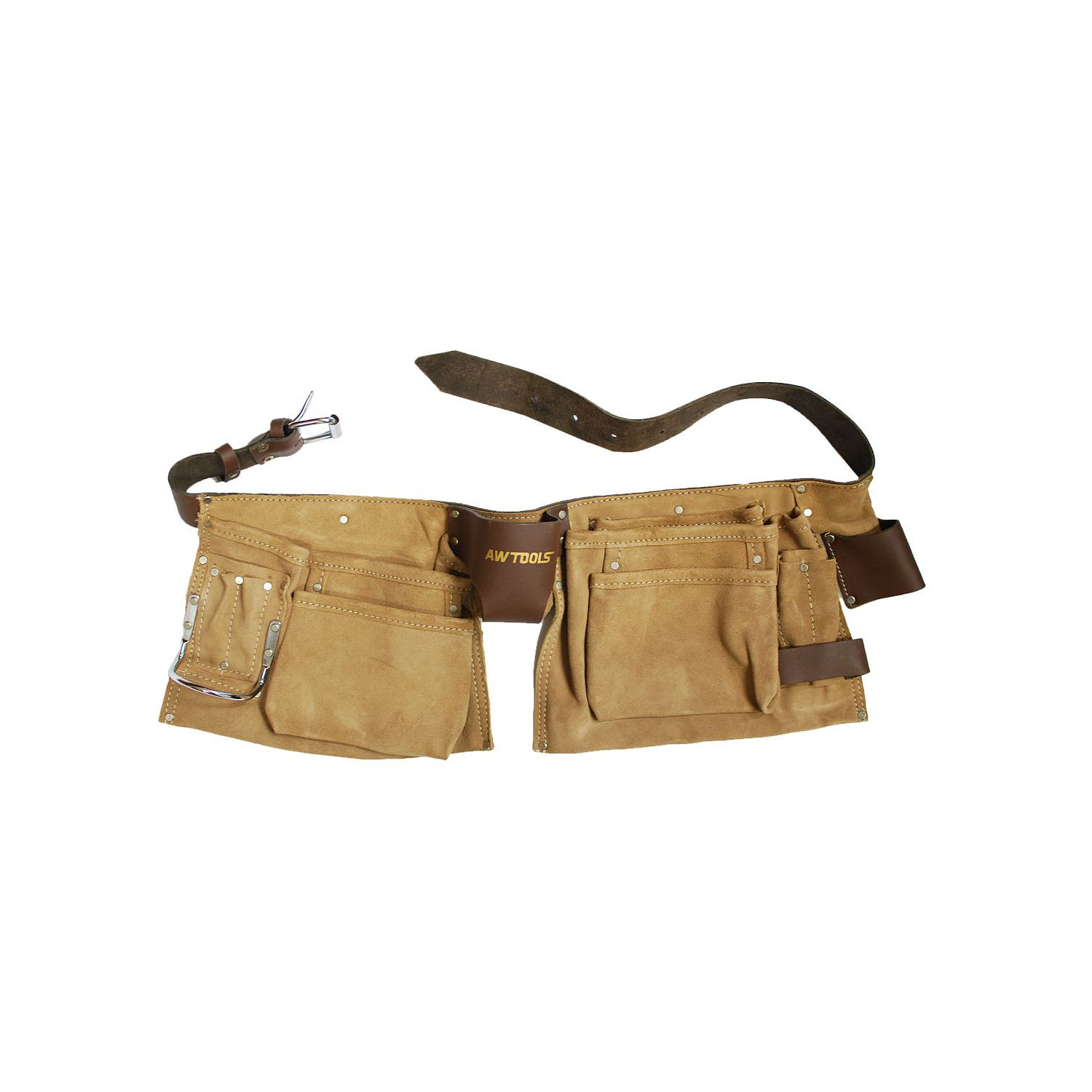 11-POCKET SUEDE LEATHER DOUBLE TOOL BELT