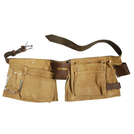 SUEDE LEATHER DOUBLE TOOL BELT w/ 11-POCKETS