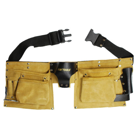 11-POCKET SUEDE LEATHER DOUBLE TOOL BELT