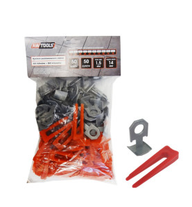 SYSTEM POZIOMOWANIA PŁYTEK STANDARD 1,5mm - 7-15mm - KLIPS 50szt. + KLIN 50szt.
