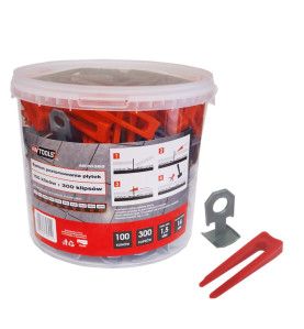 TILE LEVELING SYSTEM CLIPS & WEDGES STANDARD 1.5mmm (7-15mm) 300+100pcs