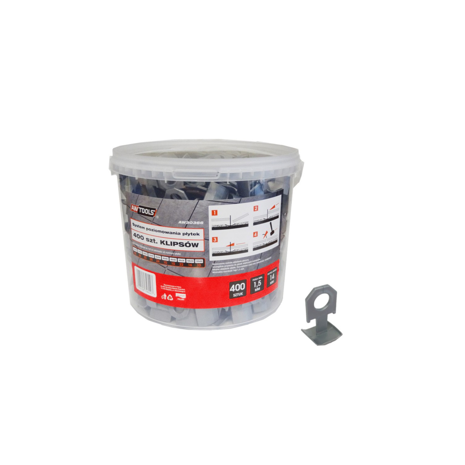 TILE LEVELING SYSTEM CLIPS STANDARD 1.5mm (7-15mm) 400pcs
