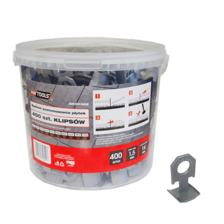 TILE LEVELLING SYSTEM CLIPS STANDARD 1.5mm 7-15mm 400pcs