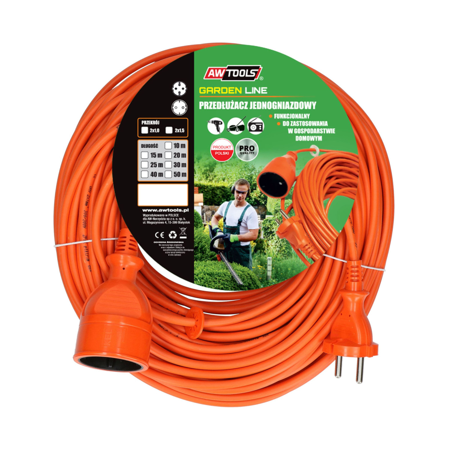 SINGLE SOCKET GARDEN EXTENSION LEAD 40m 2x1.0mm