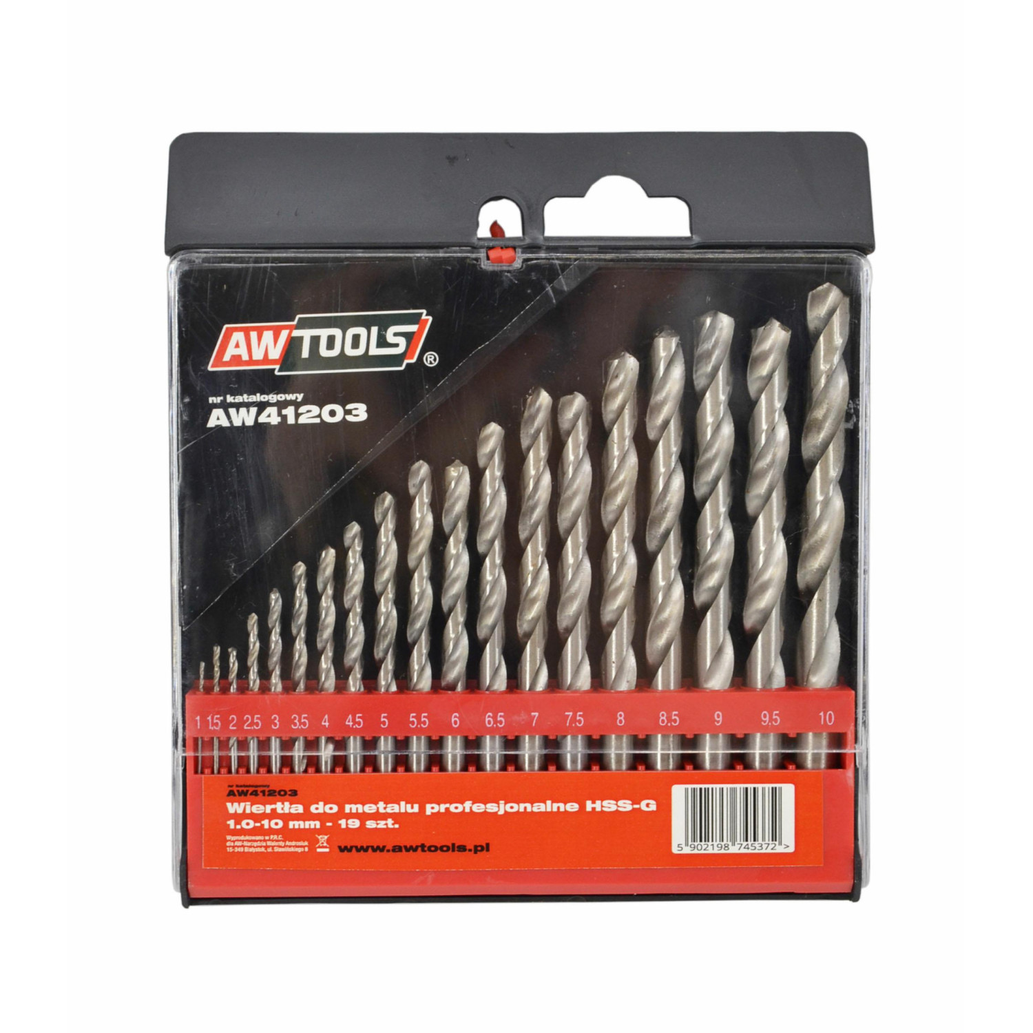 HSS METAL TWIST DRILL BIT SET 19pcs /1-10mm/