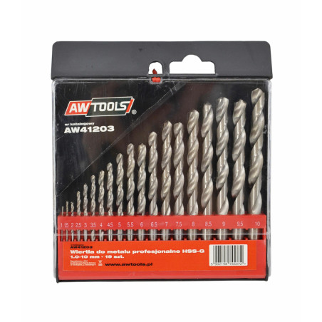 HSS METAL TWIST DRILL BIT SET 19pcs /1-10mm/