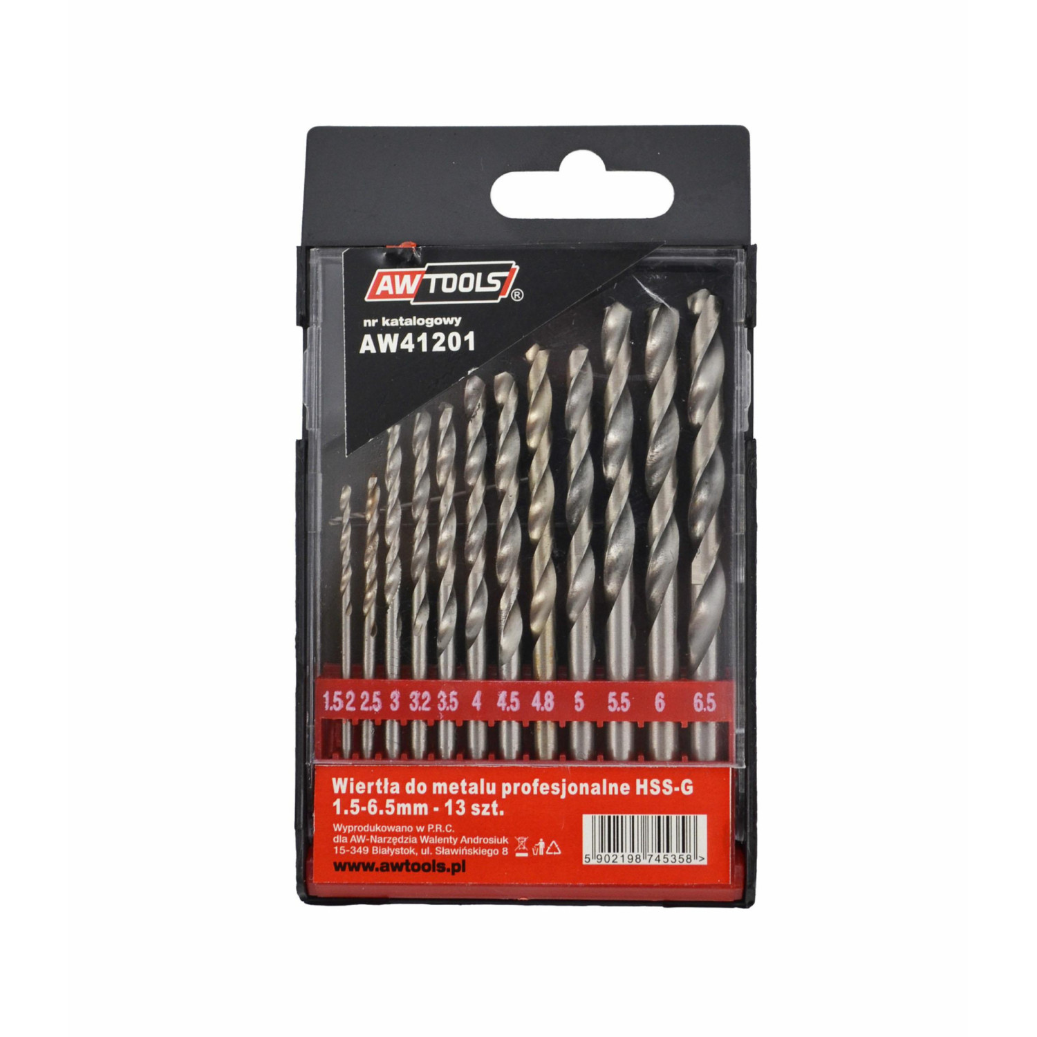 WIERTŁA DO METALU HSS-G KOMPLET 13elem. /1,5-6,5mm/