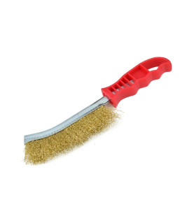 SZCZOTKA DRUCIANA MOSIĘŻNA Z PLASTIKOWĄ RĄCZKĄ