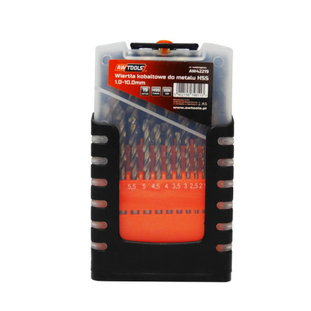 WIERTŁA DO METALU 1,0-10,0mm / KOBALTOWE / KOMPLET 19 SZTUK