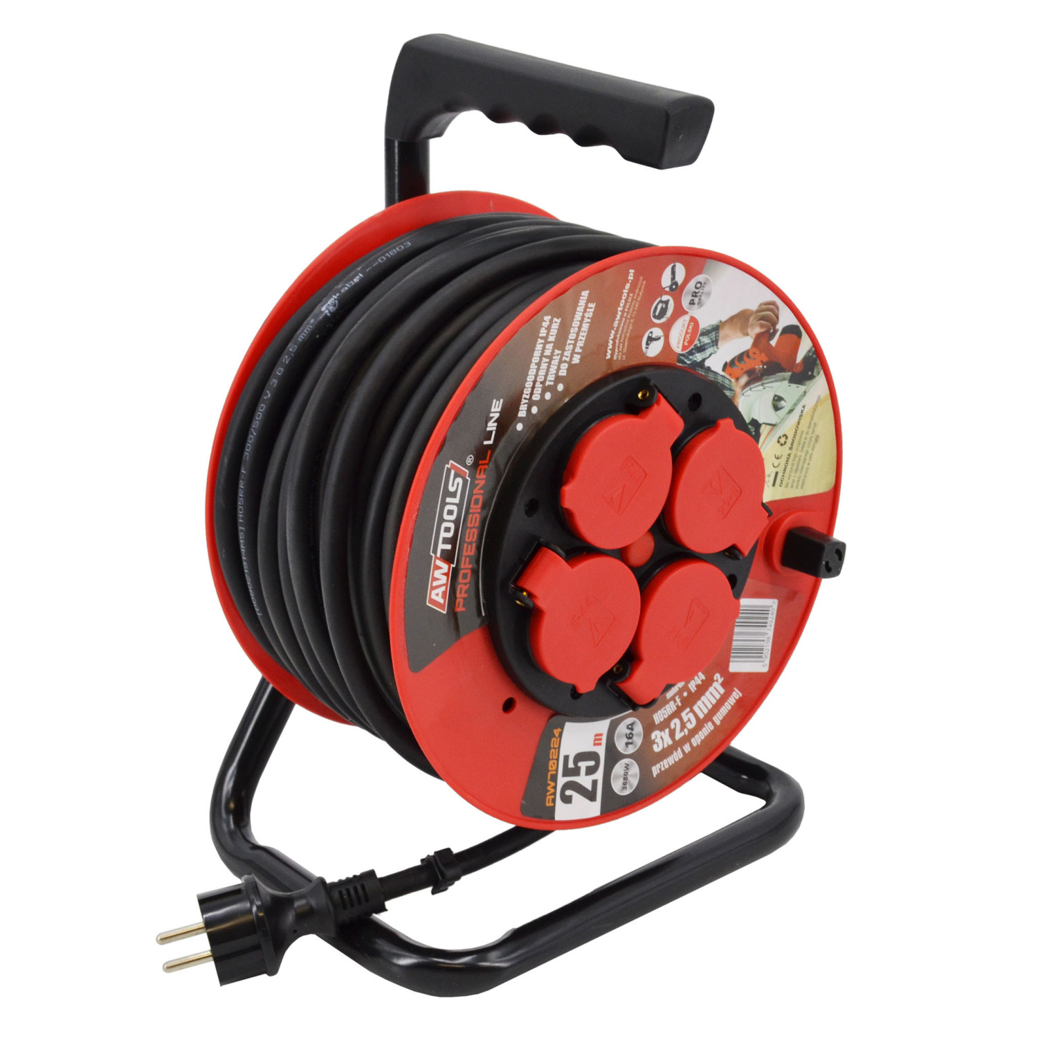 INDUSTRIAL CABLE REEL ON PVC DRUM 50m 3x2,5mm 