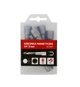 MAGNETIC BIT HOLDER SOCKET SET 1/4'' 8mm/ 5pcs
