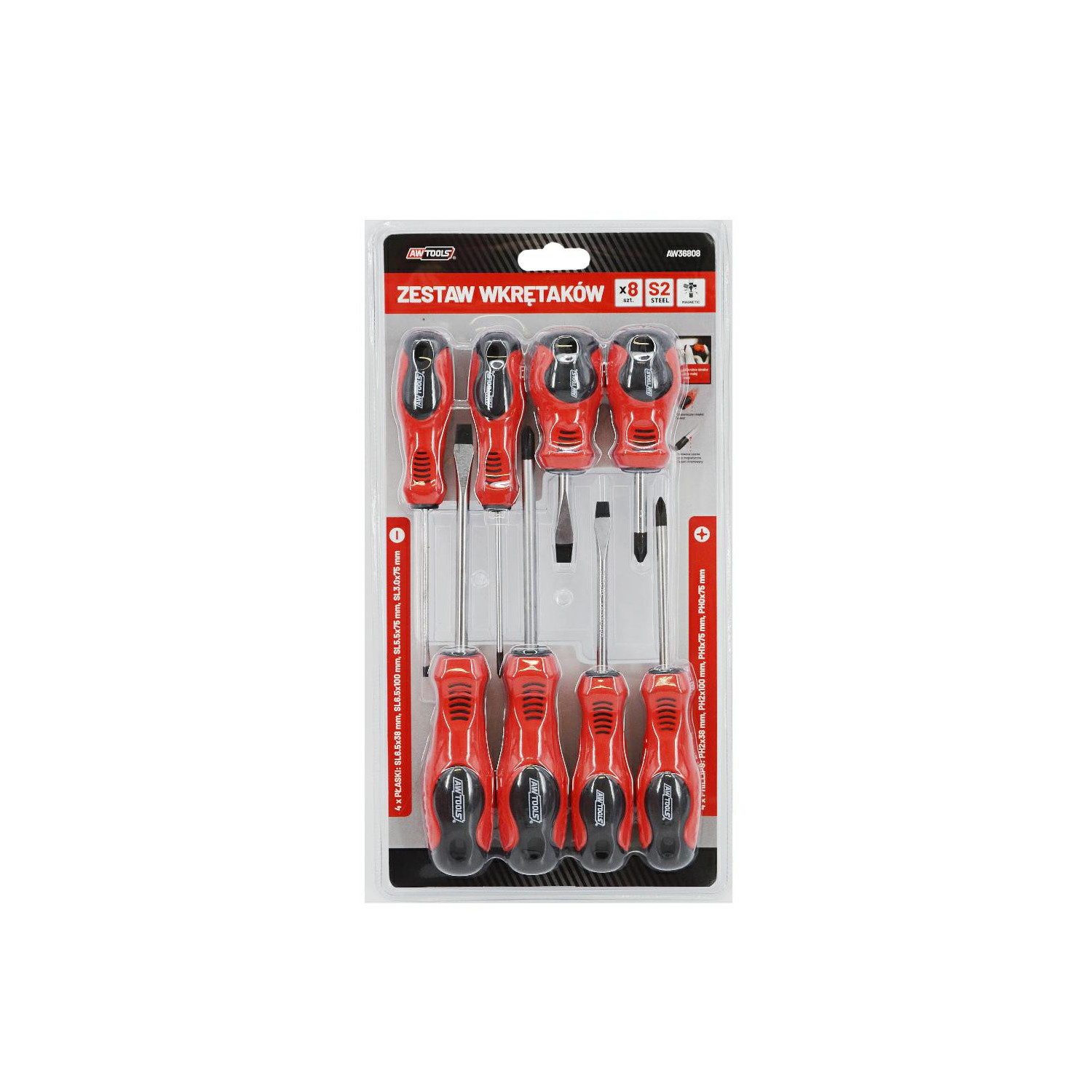 SCREWDRIVER SET 4xSL+4xPH 8pcs 