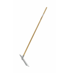 16-TINE STEEL GARDEN RAKE WITH WOODEN SHAFT