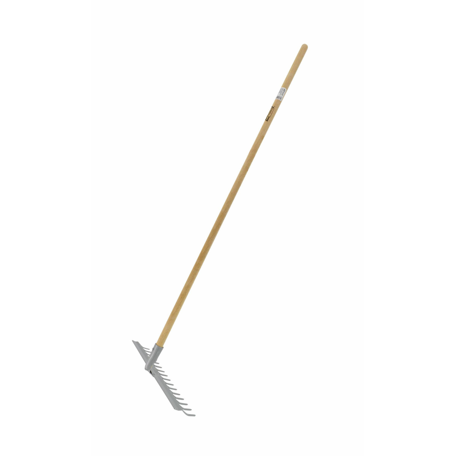 18-TINE STEEL GARDEN RAKE WITH WOODEN SHAFT