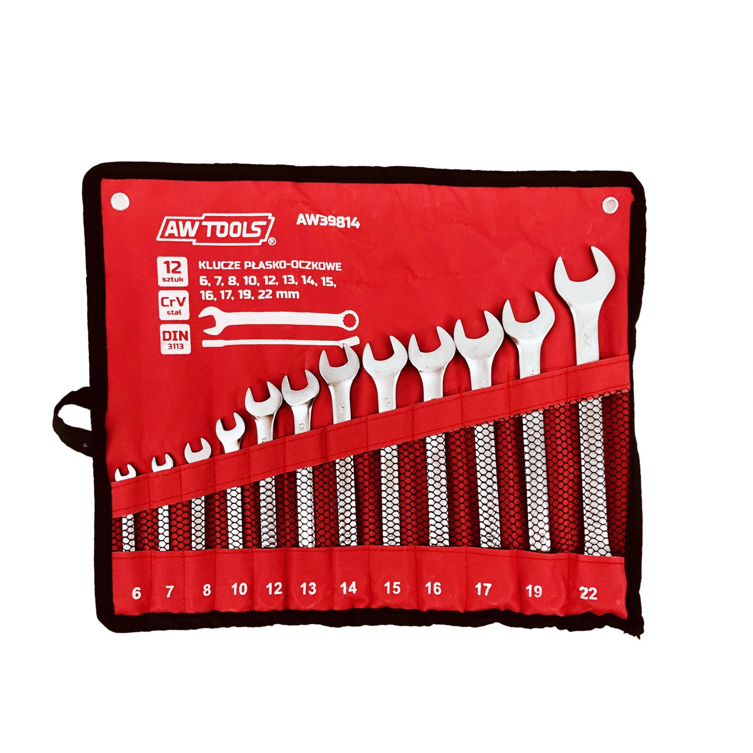 KLUCZ KOMPLET PŁASKO-OCZKOWE 12szt. /6mm-22mm 6,7,8,10,12,13,14,15,16,17,19,22 KLUCZ KOMPLET PŁASKO-OCZKOWE 12szt. /6mm-22mm 6,7,8,10,12,13,14,15,16,17,19,22