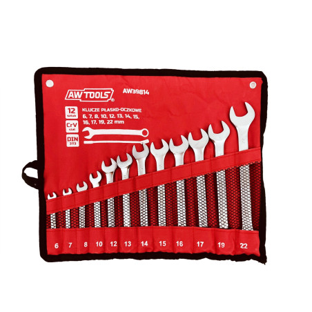 KLUCZ KOMPLET PŁASKO-OCZKOWE 12szt. /6mm-22mm 6,7,8,10,12,13,14,15,16,17,19,22