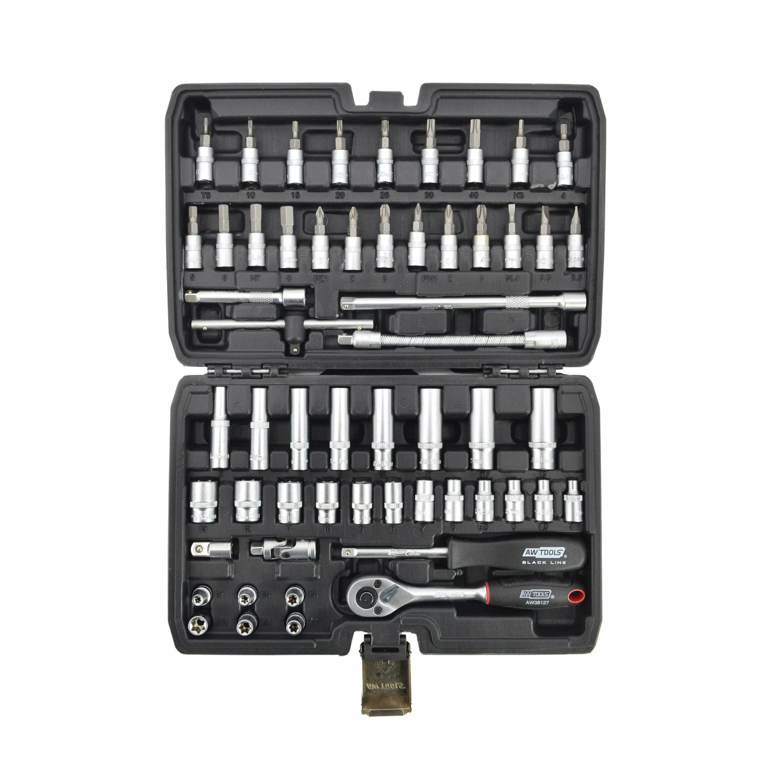 1/4" SOCKET & RATCHET WRENCH SET 56pcs/ BLACK LINE