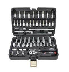 1/4" SOCKET & RATCHET WRENCH SET 56pcs/ BLACK LINE