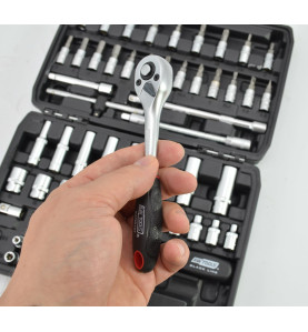 1/4" SOCKET & RATCHET WRENCH SET 56pcs/ BLACK LINE
