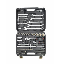 1/4" 1/2" SOCKET & RATCHET WRENCH SET 82pcs/ BLACK LINE
