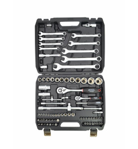 1/4" 1/2" SOCKET & RATCHET WRENCH SET 82pcs/ BLACK LINE