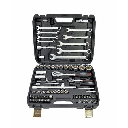 1/4" 1/2" SOCKET & RATCHET WRENCH SET 82pcs/ BLACK LINE