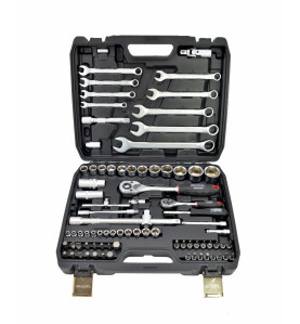 1/4" 1/2" SOCKET & RATCHET WRENCH SET 82pcs/ BLACK LINE