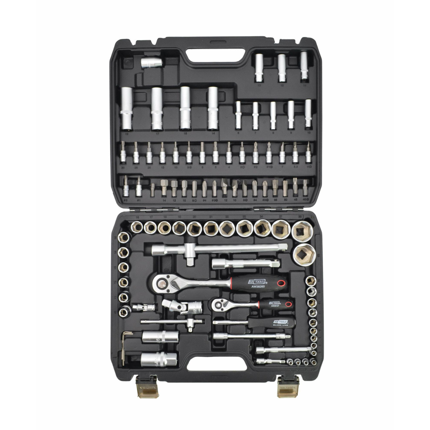 1/4" 1/2" SOCKET & RATCHET WRENCH SET 94pcs/ BLACK LINE