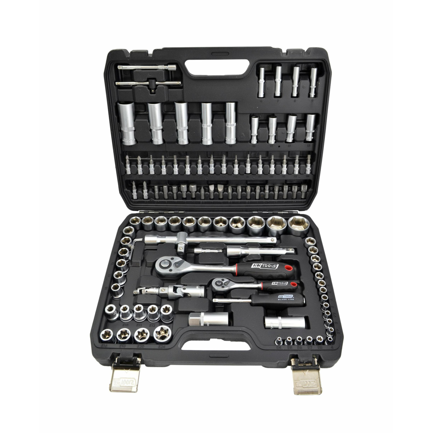 1/4" 1/2" SOCKET & RATCHET WRENCH SET 108pcs/ BLACK LINE