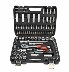 1/4" 1/2" SOCKET & RATCHET WRENCH SET 108pcs/ BLACK LINE