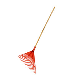 22-TINE PVC GARDEN LEAF RAKE WITH WOODEN SHAFT