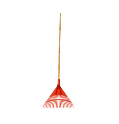 22-TINE PVC GARDEN LEAF RAKE WITH WOODEN SHAFT