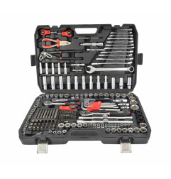 1/4" 3/8" 1/2" SOCKET & RATCHET WRENCH SET 225pcs BLACK LINE