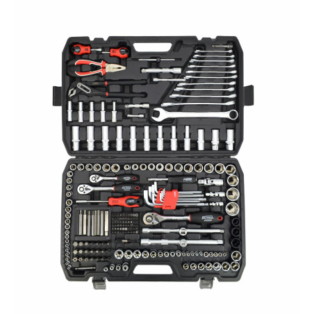 1/4" 3/8" 1/2" SOCKET & RATCHET WRENCH SET 225pcs BLACK LINE