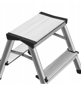 ALUMINIUM DOUBLE-SIDED STEP STOOL LADDER 2x2 125kg