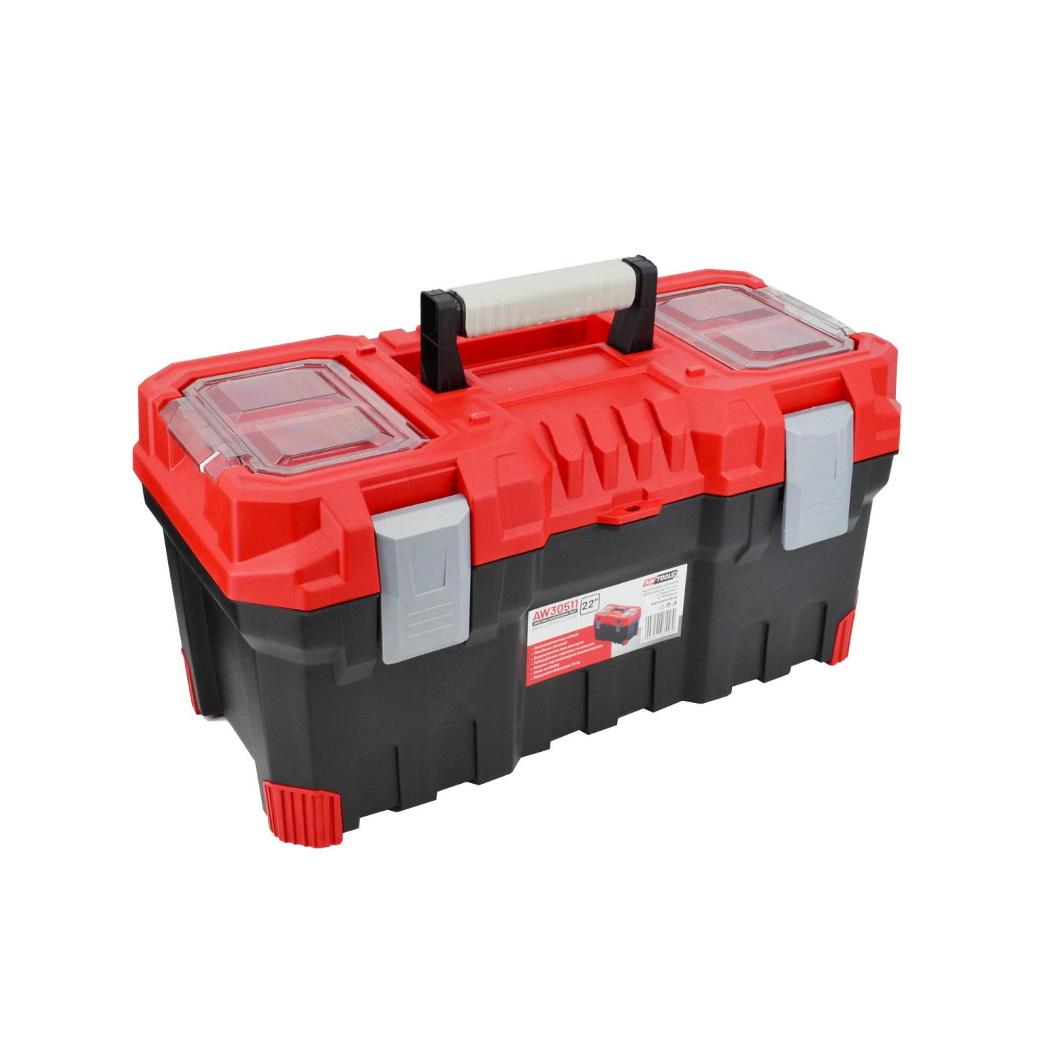 PLASTIC PRO TOOLBOX w/ LID ORGANISERS 22" 55.4x28.6x27.6cm