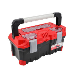 PLASTIC PRO TOOLBOX w/ LID ORGANISERS & ALU HANDLE 20" 49.6x25.8x24cm