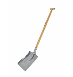 STEEL COAL SHOVEL WITH WOODEN SHAFT & T-GRIP 24x30cm
